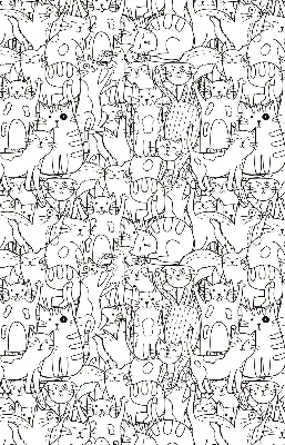 Blackout roller blind with a drawn cats pattern