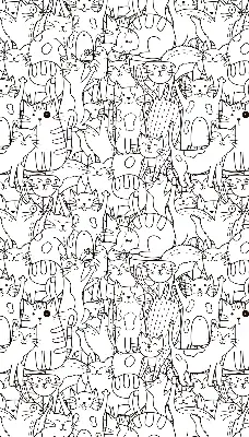 Blackout roller blind with a drawn cats pattern