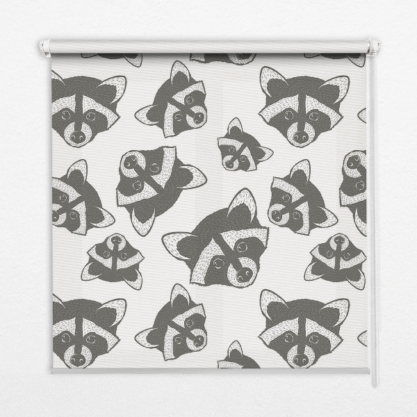 Blackout roller blind for window Drawn raccoons