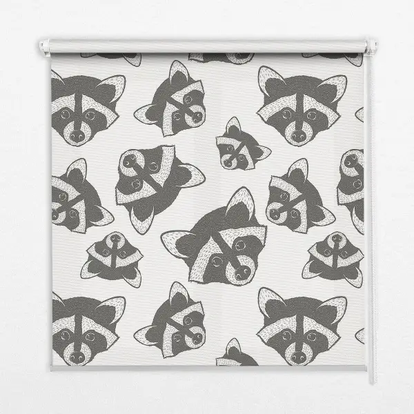 Blackout roller blind with a raccoon print