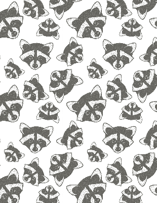 Blackout roller blind for window Drawn raccoons