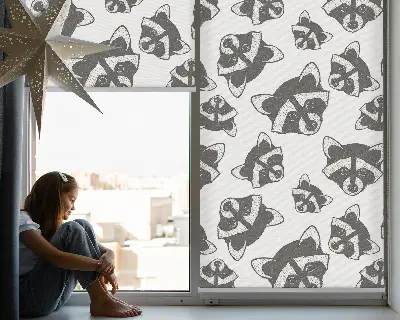 Blackout roller blind with a raccoon print