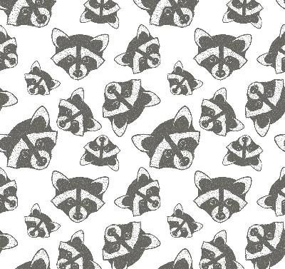 Blackout roller blind for window Drawn raccoons