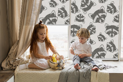 Blackout roller blind for window Drawn raccoons