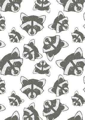 Blackout roller blind for window Drawn raccoons