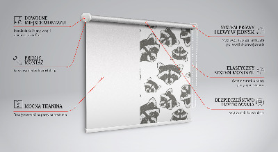 Blackout roller blind for window Drawn raccoons