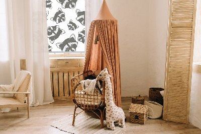 Blackout roller blind for window Drawn raccoons