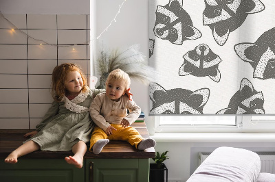 Blackout roller blind for window Drawn raccoons