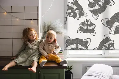 Blackout roller blind with a raccoon print