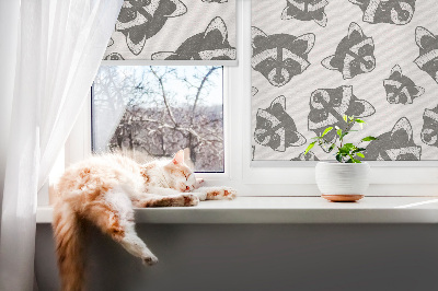 Blackout roller blind for window Drawn raccoons