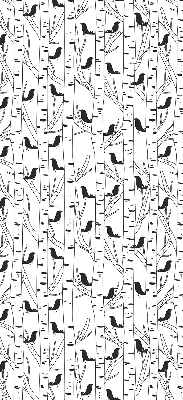 Fabric roller blind for window Drawn birds and trees