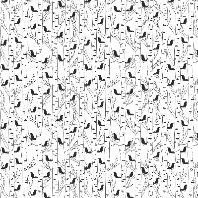 Fabric roller blind for window Drawn birds and trees