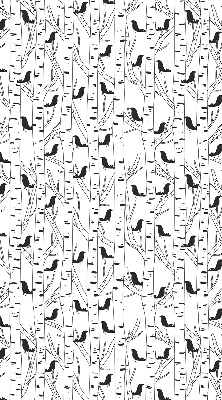 Fabric roller blind for window Drawn birds and trees