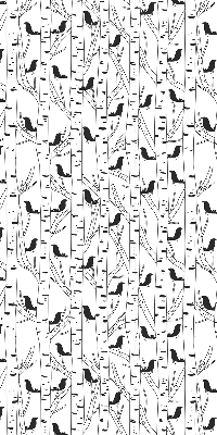 Fabric roller blind for window Drawn birds and trees