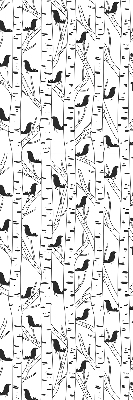 Fabric roller blind for window Drawn birds and trees