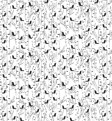 Fabric roller blind for window Drawn birds and trees