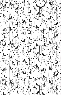 Fabric roller blind for window Drawn birds and trees