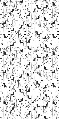 Fabric roller blind for window Drawn birds and trees