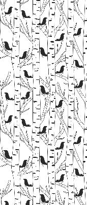 Fabric roller blind for window Drawn birds and trees