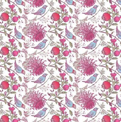 Blackout roller blind Colorful birds among the flowers