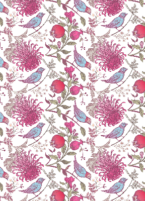 Blackout roller blind Colorful birds among the flowers