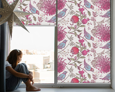Blackout roller blind Colorful birds among the flowers