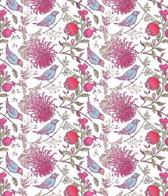 Blackout roller blind Colorful birds among the flowers