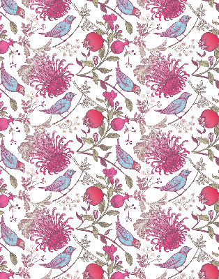 Blackout roller blind Colorful birds among the flowers