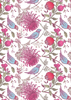 Blackout roller blind Colorful birds among the flowers