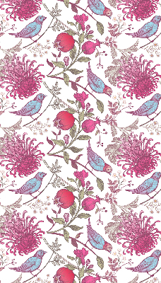Blackout roller blind with a colorful birds among the flowers print