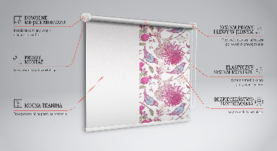 Blackout roller blind Colorful birds among the flowers