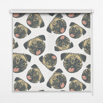 Fabric roller blind for window with Bulldogs pattern