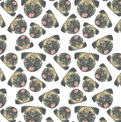 Fabric roller blind for window with Bulldogs pattern