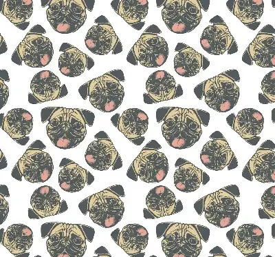 Fabric roller blind for window with Bulldogs pattern