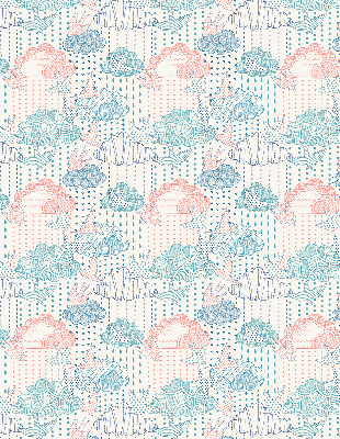 Blackout roller blind Colorful clouds with patterns