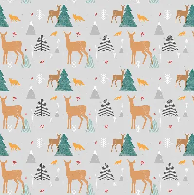 Blackout roller blind with roe deer in the forest print