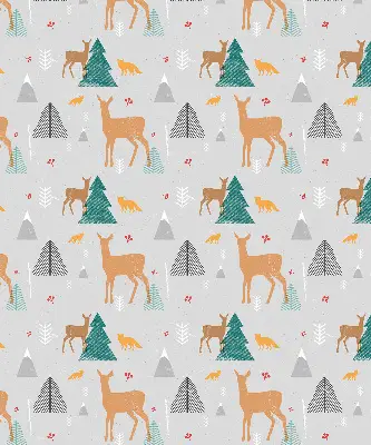Blackout roller blind with roe deer in the forest print