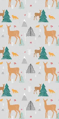 Blackout roller blind with roe deer in the forest print