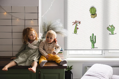 Fabric roller blind with cacti print