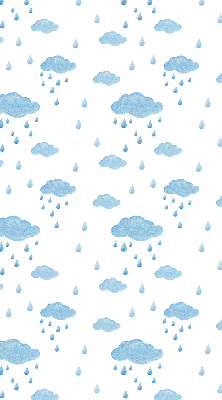 Blackout roller blind with a clouds and rain pattern