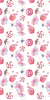 Blackout roller blind for window Pink balloons, donuts, and bunnies