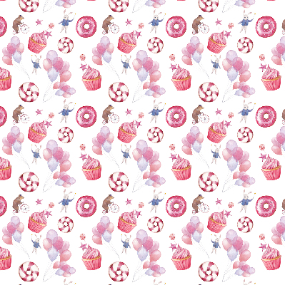 Blackout roller blind for window Pink balloons, donuts, and bunnies