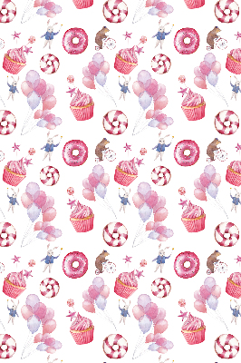 Blackout roller blind for window Pink balloons, donuts, and bunnies