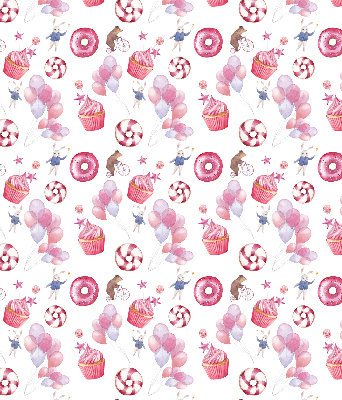Blackout roller blind for window Pink balloons, donuts, and bunnies