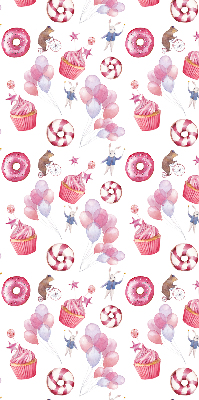 Blackout roller blind for window Pink balloons, donuts, and bunnies
