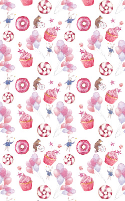Blackout roller blind for window Pink balloons, donuts, and bunnies