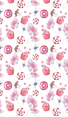 Blackout roller blind for window Pink balloons, donuts, and bunnies
