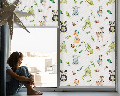 Fabric roller blind for window Animals and plants