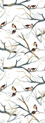 Blackout roller blind with birds on a tree print