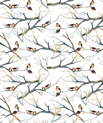 Blackout roller blind with birds on a tree print
